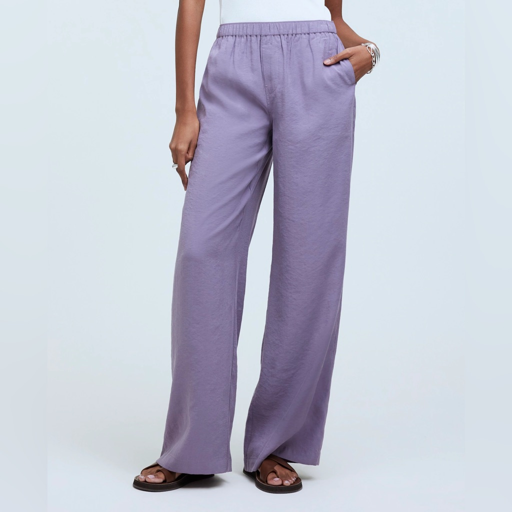 Madewell Grey Purple Pull On Softdrape Modal Blend Wide Leg Pants Women’s Sz Xs